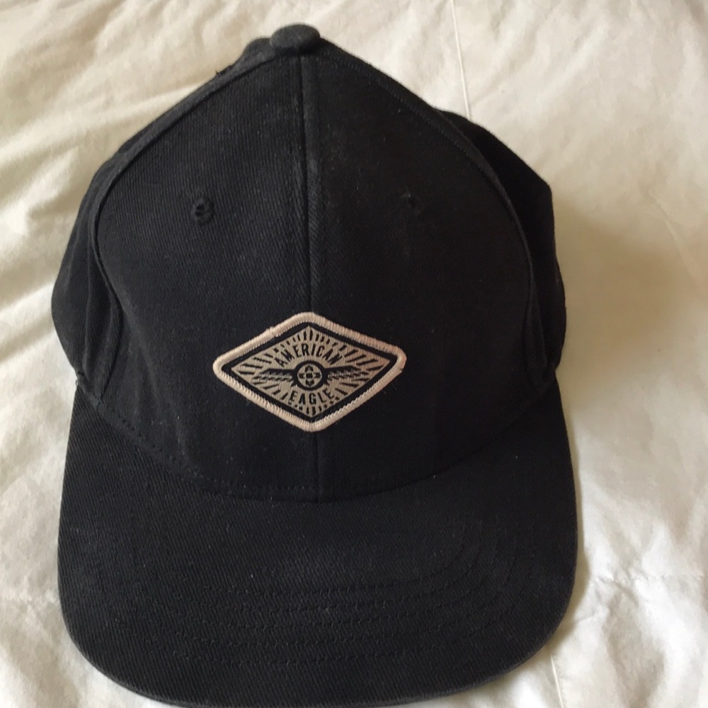 American Eagle black SnapBack cap green underside
